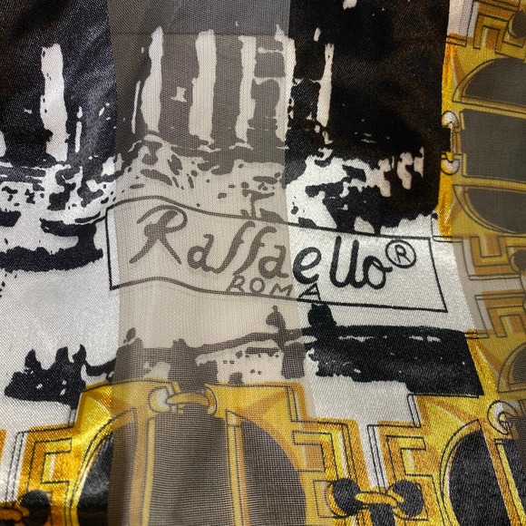 Raffaello Roma Silk Scarf Black and Gold - Picture 2 of 5